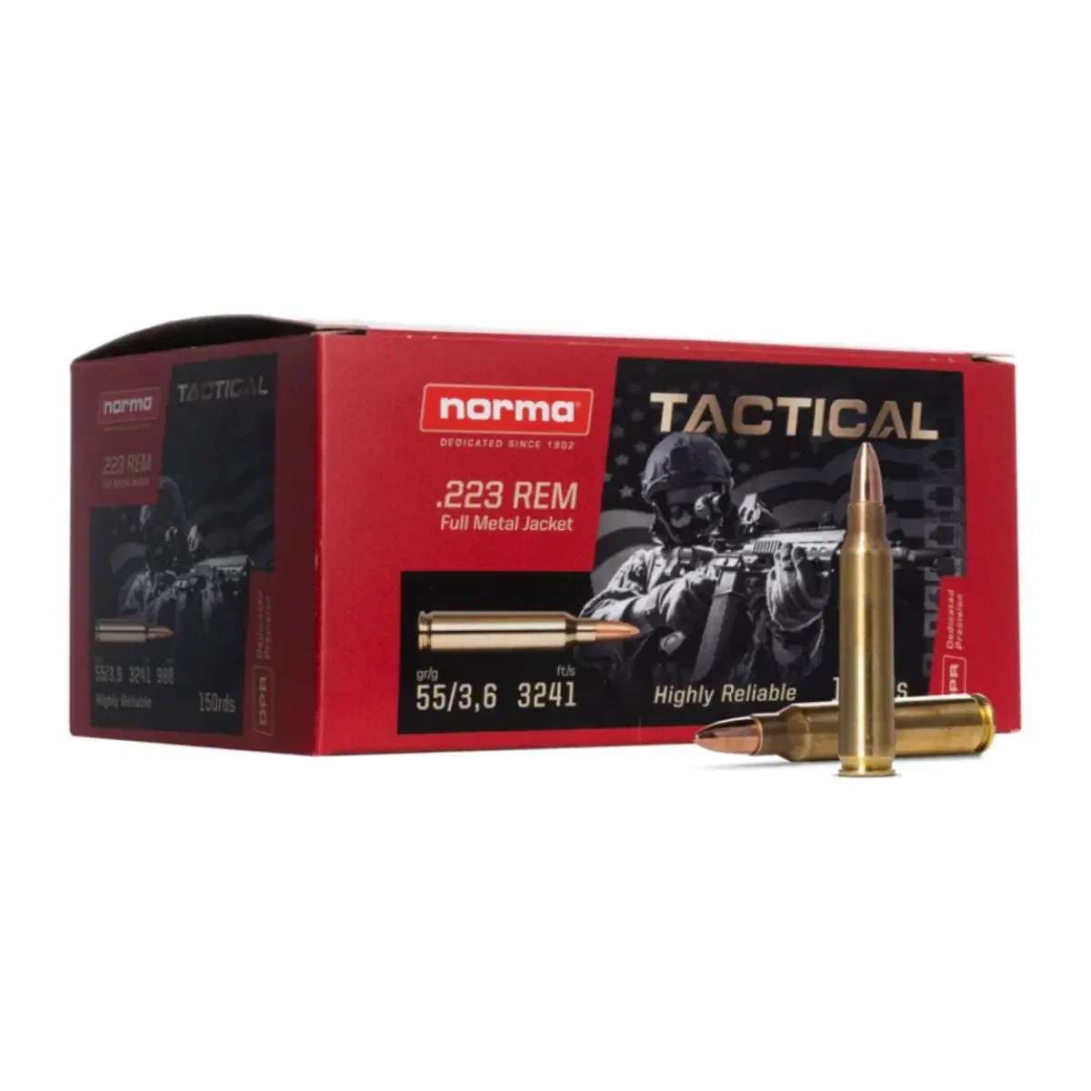 Norma Tactical FMJ .223 Rem 55gr, 30 ask