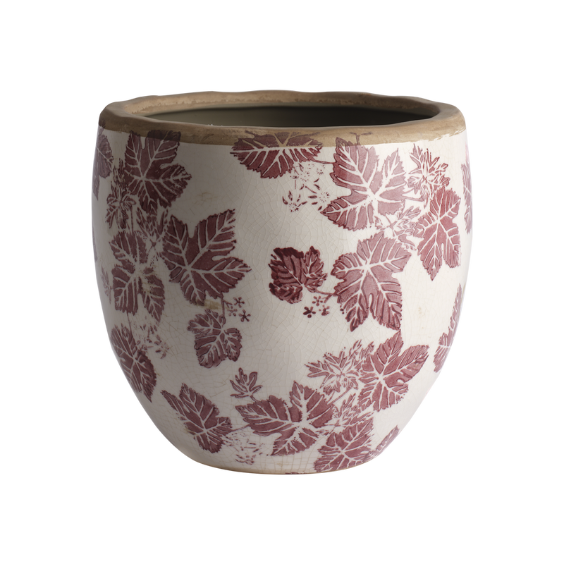 Autumn Kruka STL M Burgundy - Med höstlöv