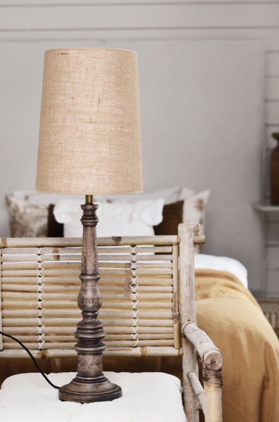 Jute Hög/Rund Lampskärm Natur med Oxford Lampfot