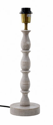 Noma Lampfot H41 White Wash - Utsmyckad Trä Bordslampa