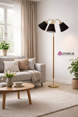 G 827 Tullgarn golvlampa 3L mässing/ek