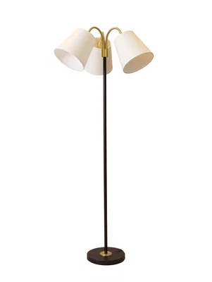 Amy Golvlampa 3L Svart/Mäss m. Lin Vit