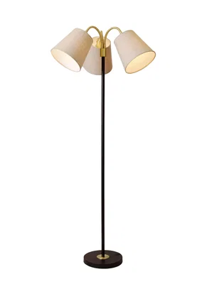 Amy Golvlampa 3 armar med Beige linne lampskärmar
