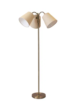 Amy Golvlampa 3L Antik Mässing m. Lin Beige