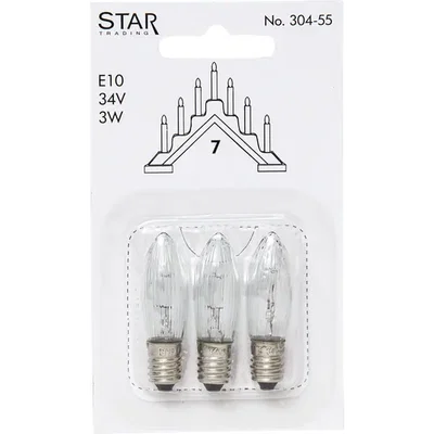 Reservlampa E10 34V 3W 3-pack