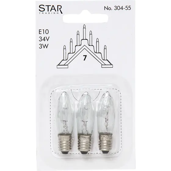 Reservlampa E10 34V 3W 3-pack