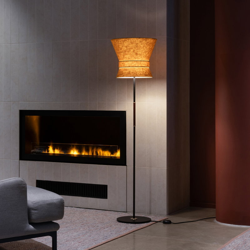Bow Golvlampa Stor Svart/Gul Ockra