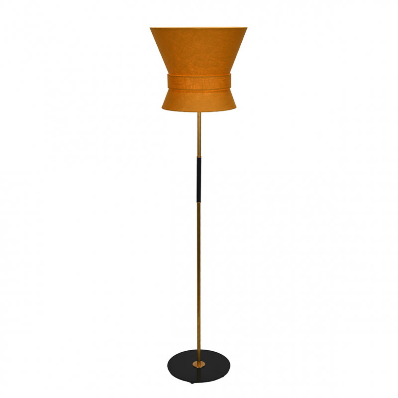 Bow Golvlampa Stor Rå Mässing/Gul Ockra