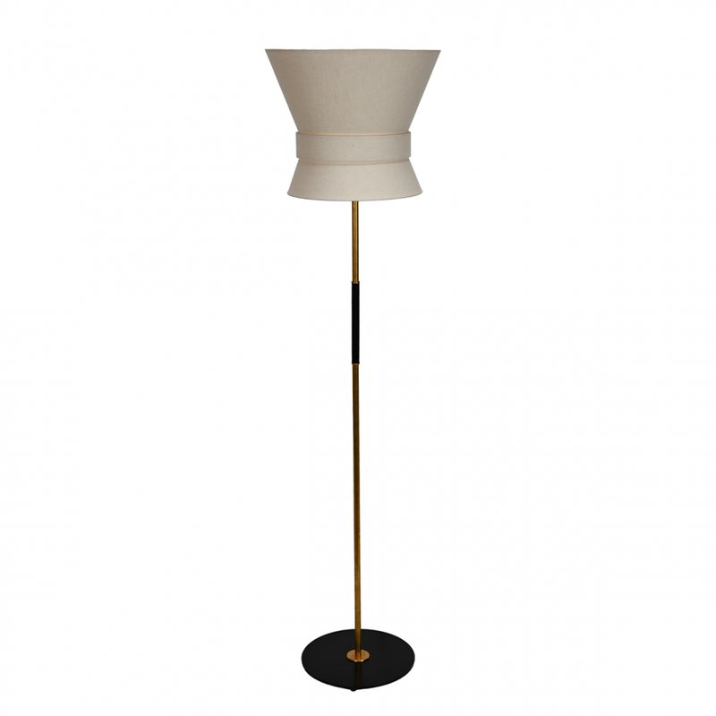 Bow Golvlampa Stor Rå Mässing/Krämvit