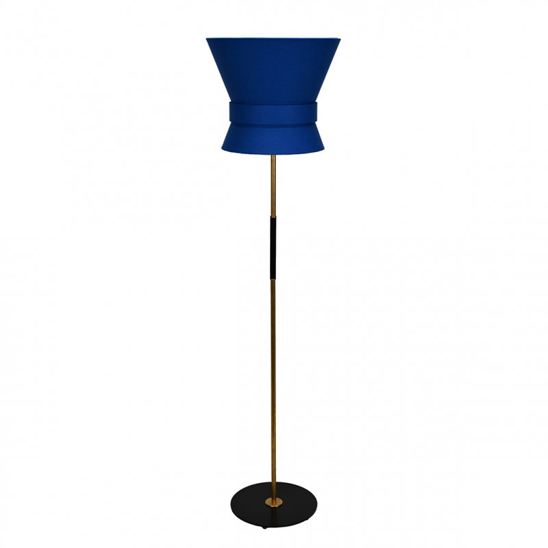 Bow Golvlampa Stor Rå Mässing/Midnattsblå