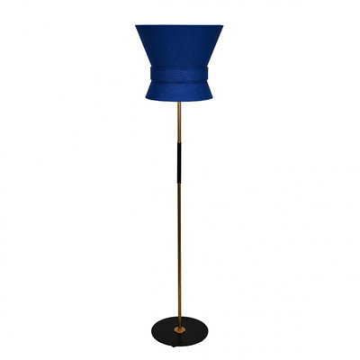 Bow Golvlampa Stor Rå Mässing/Midnattsblå