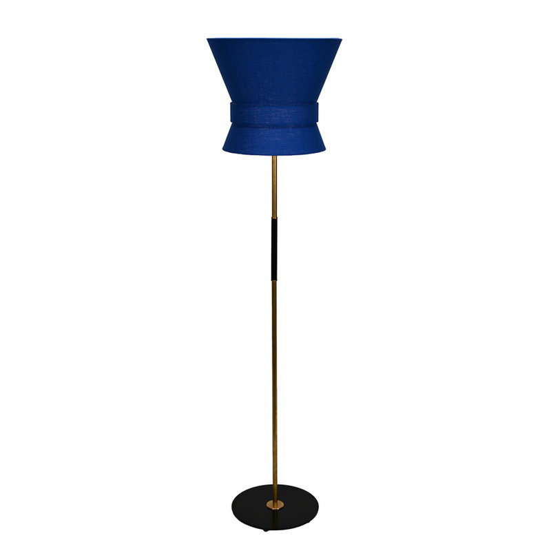 Bow Golvlampa Stor Rå Mässing/Midnattsblå