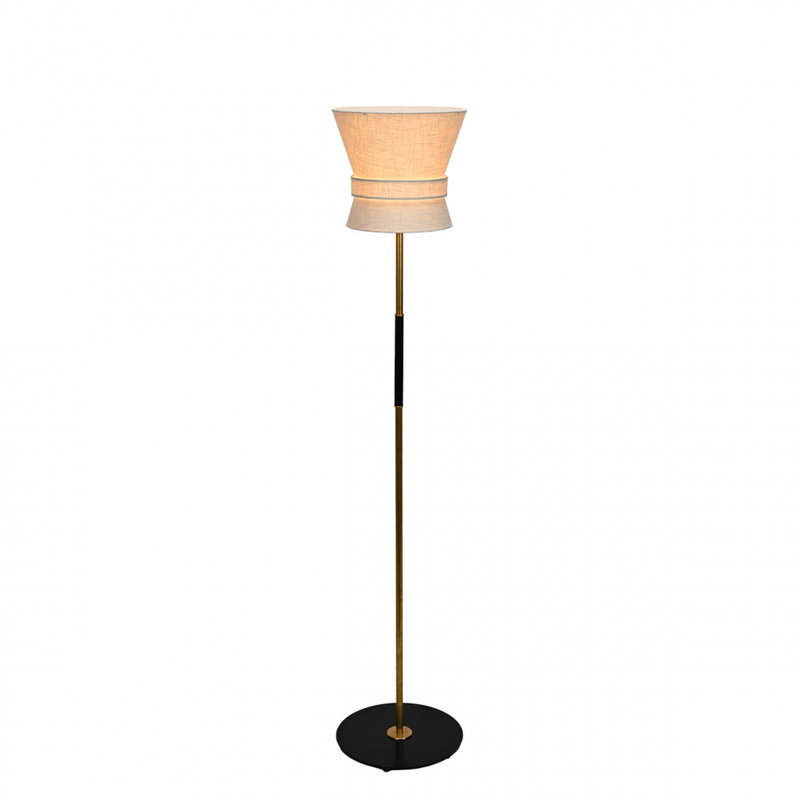 Bow Golvlampa Liten Rå Mässing/Krämvit