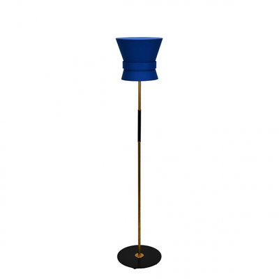 Bow Golvlampa Liten Rå Mässing/Midnattsblå