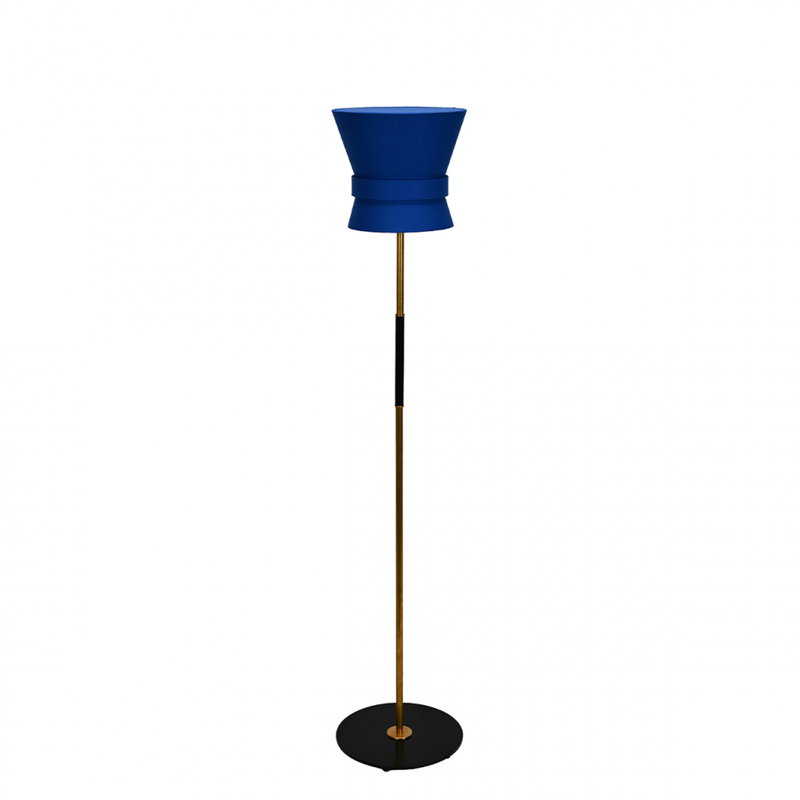 Bow Golvlampa Liten Rå Mässing/Midnattsblå