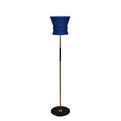 Bow Golvlampa Liten Rå Mässing/Midnattsblå