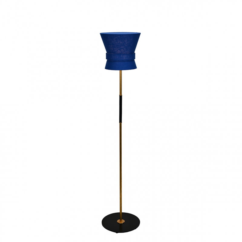 Bow Golvlampa Liten Rå Mässing/Midnattsblå