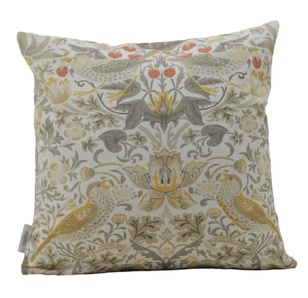 Strawberry Thief kuddfodral ochre William Morris