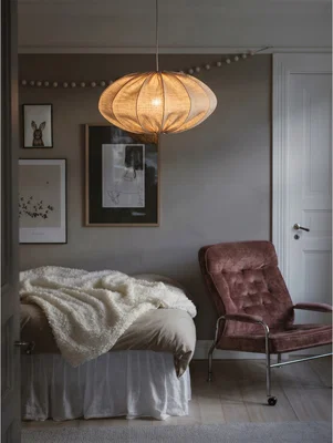 Grå linne taklampa för vardagsrum