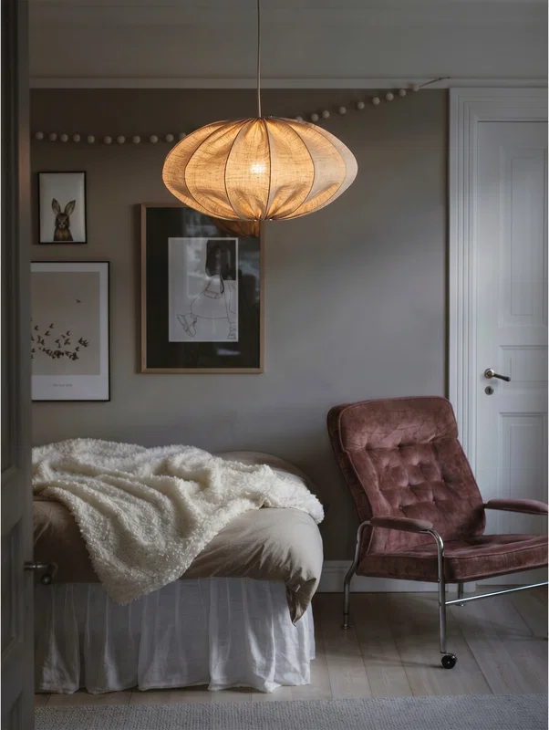 Grå linne taklampa för vardagsrum