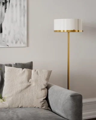 Elegant golvlampa i glas och mässing