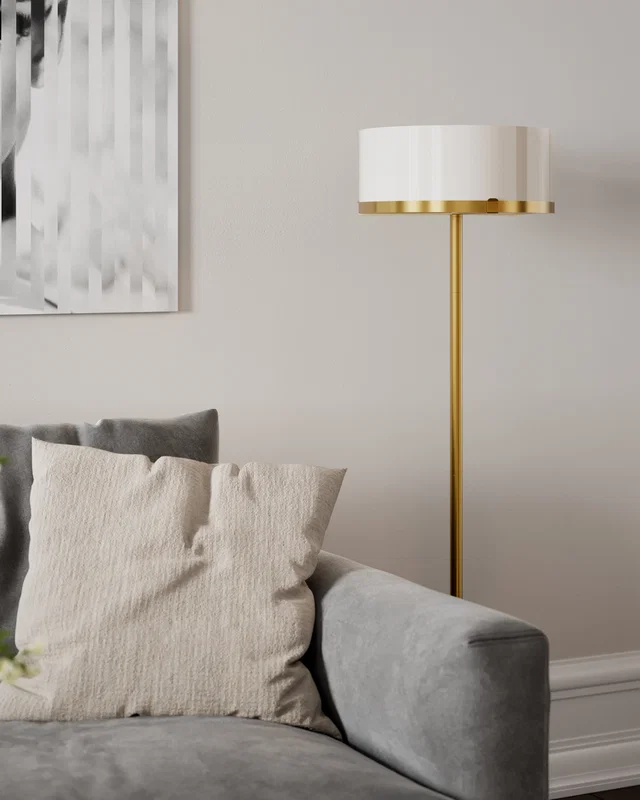 Elegant golvlampa i glas och mässing