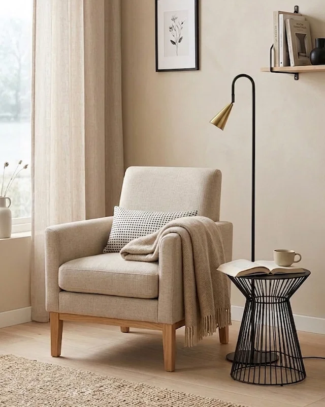 Golvlampa i svart och mässing