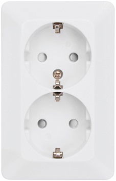 Vägguttag jordad 2-vägs utanpåliggande