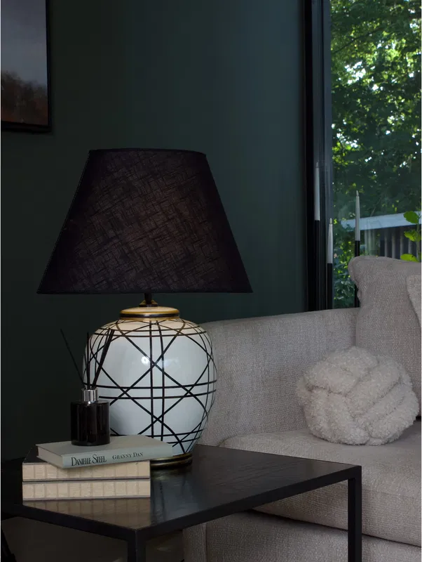 New York Lampfot H39 Svart/Vit