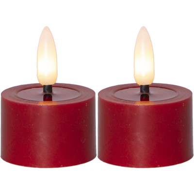 Flamme Flow värmeljus 4x5cm LED röd 2-pack
