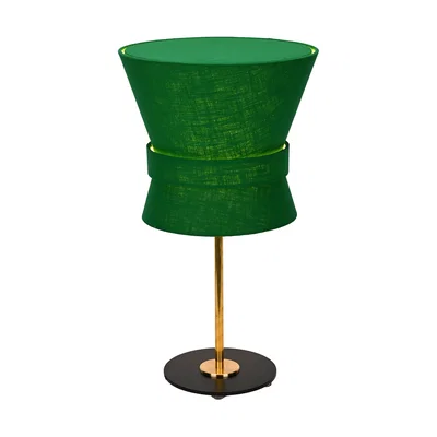 Bow Bordslampa H50 Rå Mässing/Smaragdgrön