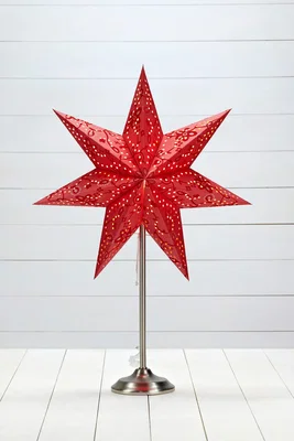 Röd Julstjärna på lampfot