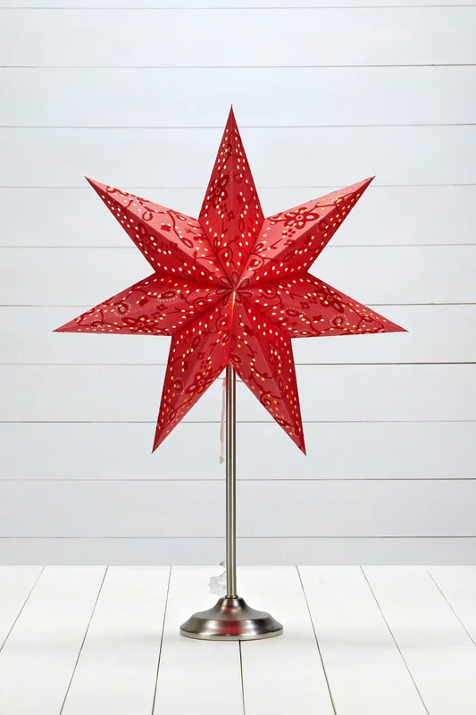 Röd Julstjärna på lampfot