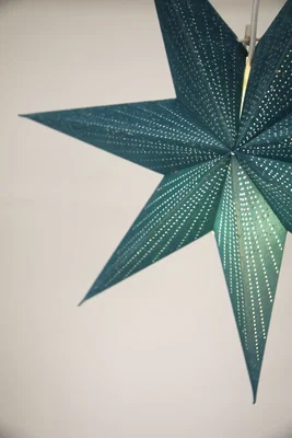 Blå julstjärna i sammet med glitter