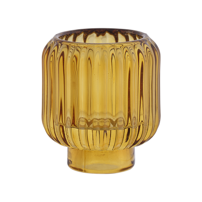 Vändbar ljusstake i bärnstensfärgat glas
