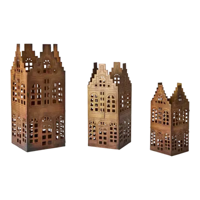 Village Ljuslykta Hus Mässing 3-p