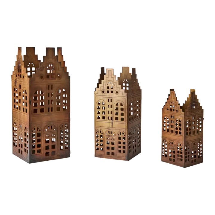 Village Ljuslykta Hus Mässing 3-p