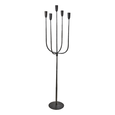 Hög golvljusstake i svart metall