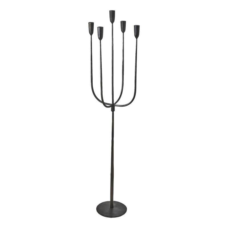 Hög golvljusstake i svart metall