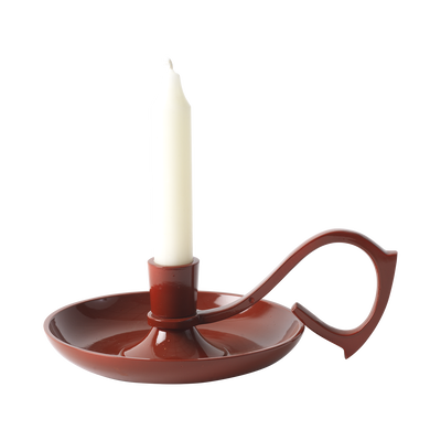 Roströd ljusstake med handtag
