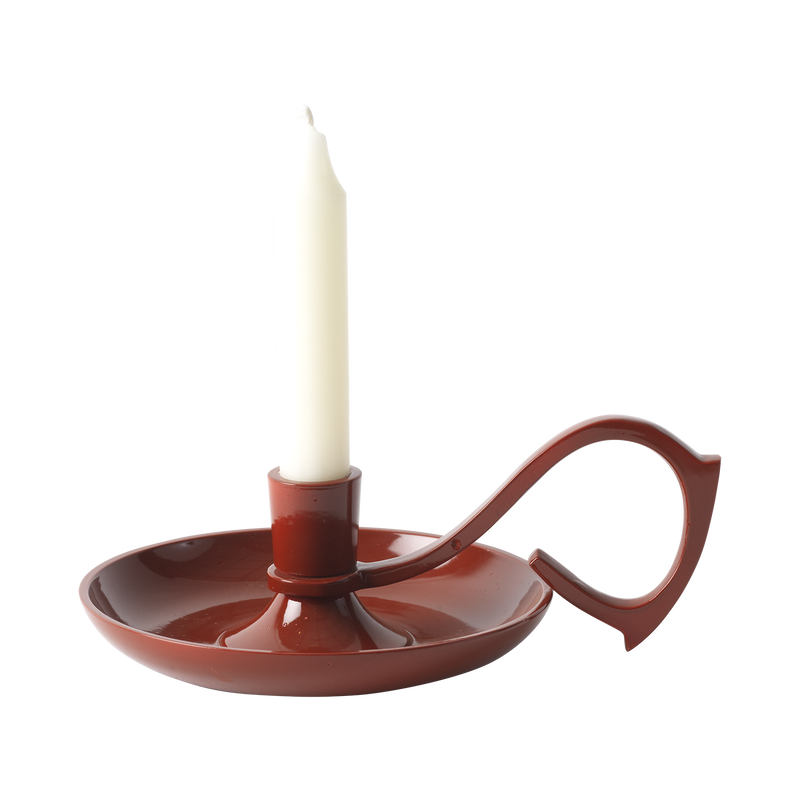 Roströd ljusstake med handtag