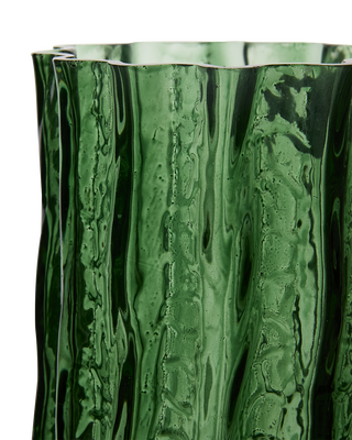 Elegant handtillverkad grön glasvas med texturerad yta