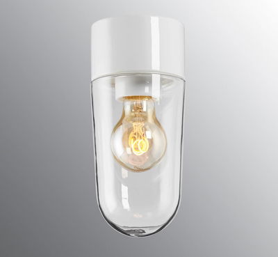 Classic Stallglas Tak/Vägg IP54 Vit/Klar