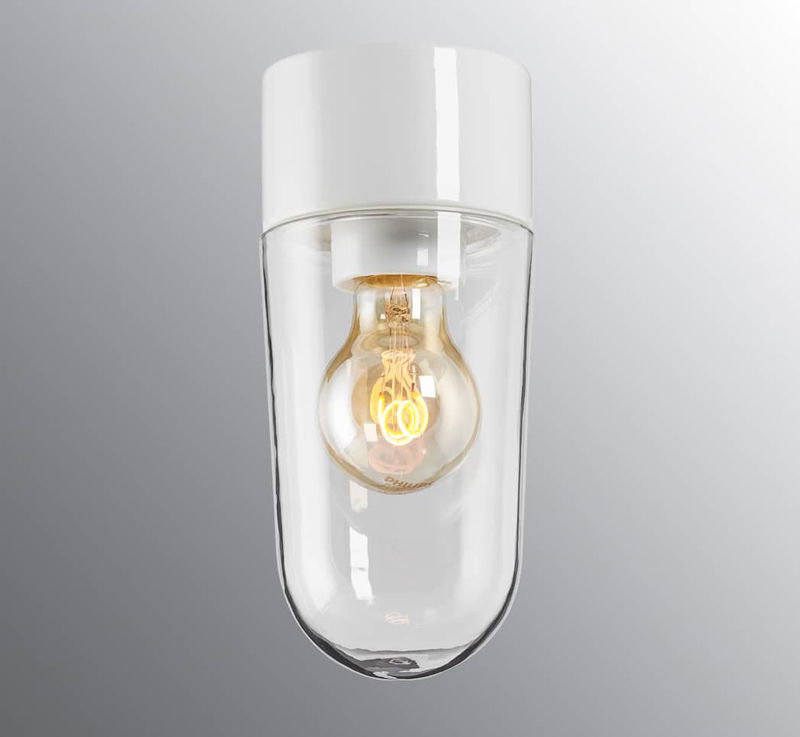 Classic Stallglas Tak/Vägg IP54 Vit/Klar