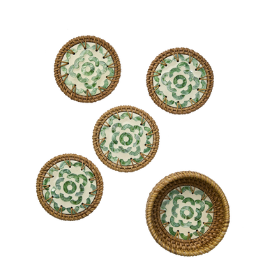 Sunny Glasunderlägg D12 Grön/Natur 4-pack