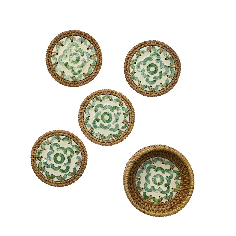 Sunny Glasunderlägg D12 Grön/Natur 4-pack