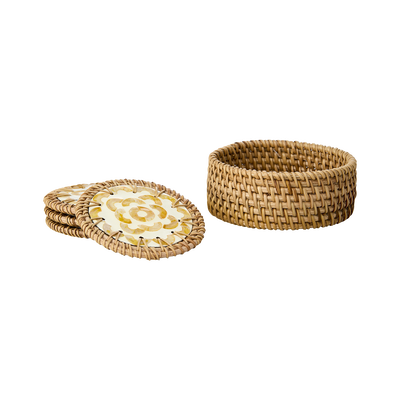 Sunny Glasunderlägg D12 Gul/Natur 4-pack