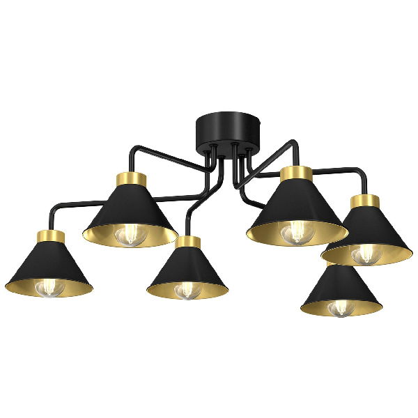 Demet Taklampa 6L 78cm Svart/Guld