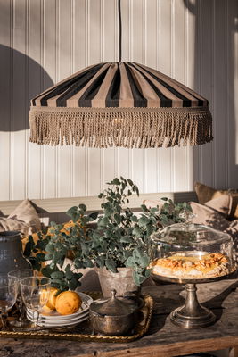 Capri taklampa 50 taupe/svart frans