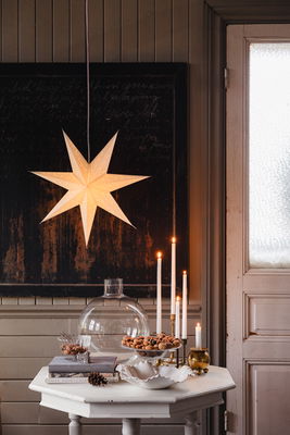 Klassisk vit julstjärna med mönster av stjärnor